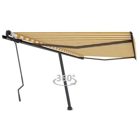 vidaXL Toldo de pie retráctil manual amarillo y blanco 400x300 cm