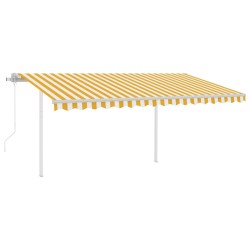 vidaXL Toldo automático con LED y sensor viento amarillo blanco 4x3 m