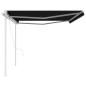 vidaXL Toldo retráctil automático con postes gris antracita 5x3,5 m