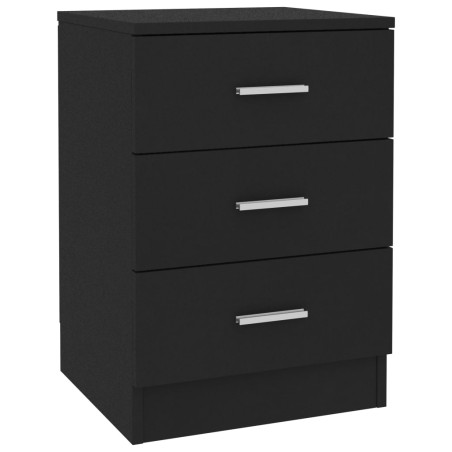 vidaXL Mesita de noche de aglomerado negro 38x35x56 cm 