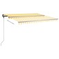 vidaXL Toldo manual retráctil con postes amarillo y blanco 4x3 m vidaXL Toldo manual retráctil con postes amarillo y blanco 4x3 m
