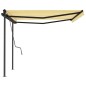 vidaXL Toldo manual retráctil con postes amarillo y blanco 4x3 m vidaXL Toldo manual retráctil con postes amarillo y blanco 4x3 m