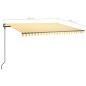 vidaXL Toldo manual retráctil con postes amarillo y blanco 4x3 m vidaXL Toldo manual retráctil con postes amarillo y blanco 4x3 m