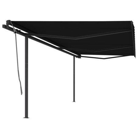 vidaXL Toldo retráctil automático con postes gris antracita 6x3 m