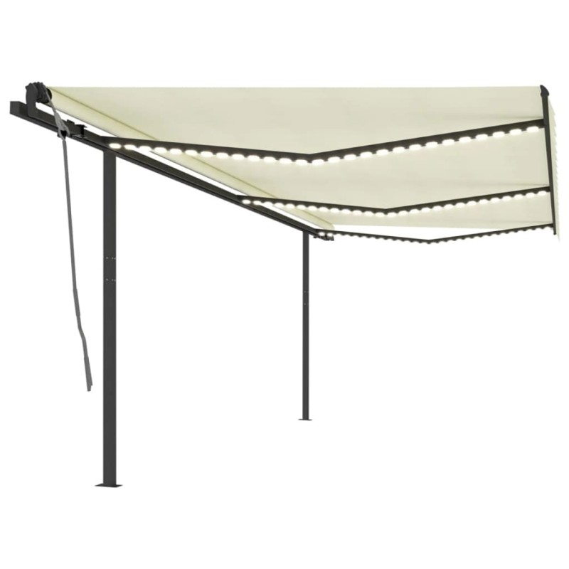vidaXL Toldo retráctil manual con postes color crema 6x3 m vidaXL Toldo retráctil manual con postes color crema 6x3 m