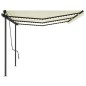 vidaXL Toldo retráctil manual con postes color crema 6x3 m vidaXL Toldo retráctil manual con postes color crema 6x3 m