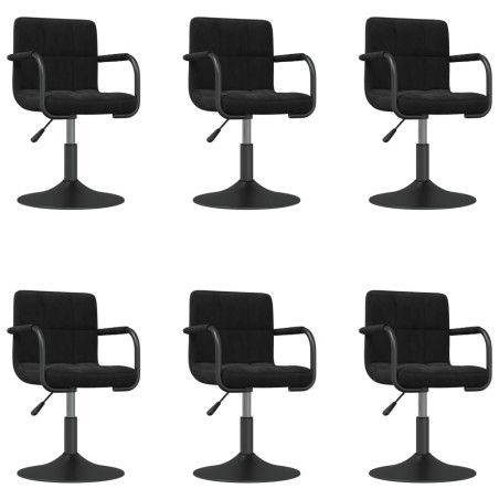 vidaXL Sillas de comedor giratorias 6 unidades terciopelo negro