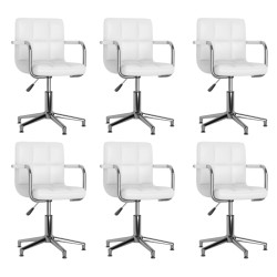vidaXL Sillas de comedor giratorias 6 unidades cuero sintético blanco