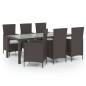 vidaXL Juego de comedor exterior 7 pzas con cojines ratán marrón vidaXL Juego de comedor exterior 7 pzas con cojines ratán marrón