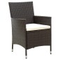 vidaXL Juego de comedor exterior 7 pzas con cojines ratán marrón vidaXL Juego de comedor exterior 7 pzas con cojines ratán marrón