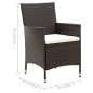 vidaXL Juego de comedor exterior 7 pzas con cojines ratán marrón vidaXL Juego de comedor exterior 7 pzas con cojines ratán marrón