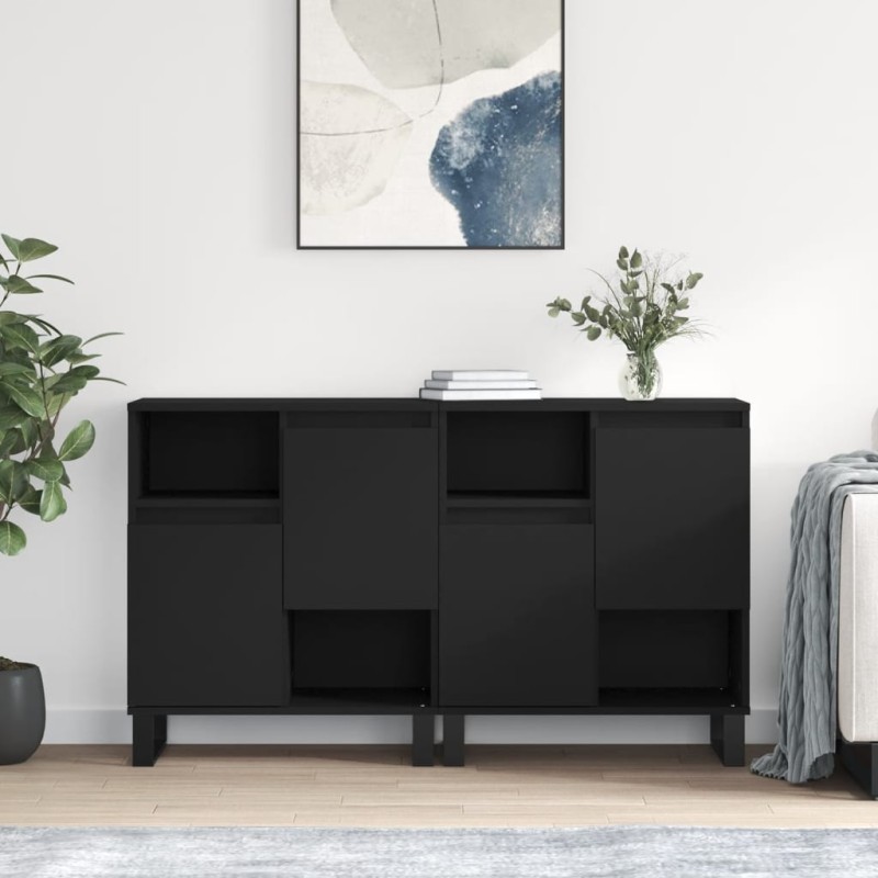 vidaXL Aparadores 2 uds madera contrachapada negro vidaXL Aparadores 2 uds madera contrachapada negro