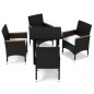 vidaXL Juego muebles jardín 5 pzas con cojines ratán sintético negro vidaXL Juego muebles jardín 5 pzas con cojines ratán sintético negro