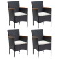 vidaXL Juego muebles jardín 5 pzas con cojines ratán sintético negro vidaXL Juego muebles jardín 5 pzas con cojines ratán sintético negro