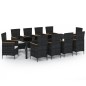 vidaXL Set comedor de jardín 11 piezas y cojines ratán sintético negro vidaXL Set comedor de jardín 11 piezas y cojines ratán sintético negro