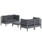 vidaXL Muebles de jardín 5 pzas con cojines antracita madera de pino vidaXL Muebles de jardín 5 pzas con cojines antracita madera de pino