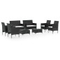 vidaXL Set de muebles de jardín 8 pzas y cojines ratán sintético negro