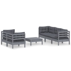 vidaXL Muebles de jardín 6 pzas con cojines antracita madera de pino