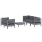 vidaXL Muebles de jardín 6 pzas con cojines antracita madera de pino vidaXL Muebles de jardín 6 pzas con cojines antracita madera de pino