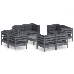 vidaXL Muebles de jardín 9 pzas con cojines antracita madera de pino