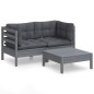 vidaXL Muebles de jardín 3 pzas con cojines antracita madera de pino vidaXL Muebles de jardín 3 pzas con cojines antracita madera de pino