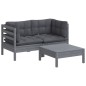 vidaXL Muebles de jardín 3 pzas con cojines antracita madera de pino vidaXL Muebles de jardín 3 pzas con cojines antracita madera de pino