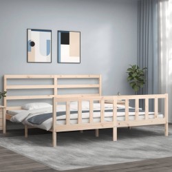 vidaXL Estructura de cama con cabecero madera maciza 200x200 cm