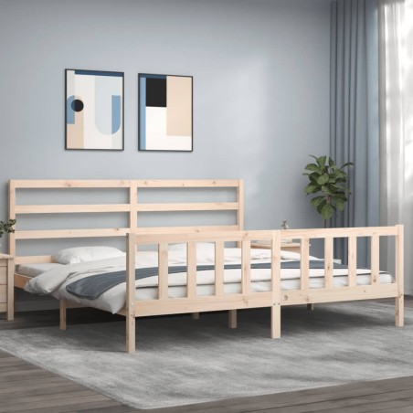 vidaXL Estructura de cama con cabecero madera maciza 200x200 cm