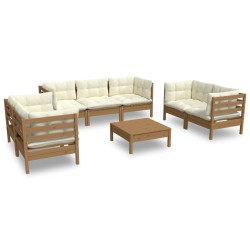 vidaXL Muebles de jardín 8 piezas cojines madera maciza de pino