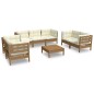 vidaXL Muebles de jardín 8 piezas cojines madera maciza de pino vidaXL Muebles de jardín 8 piezas cojines madera maciza de pino