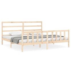 vidaXL Estructura de cama con cabecero madera maciza 200x200 cm
