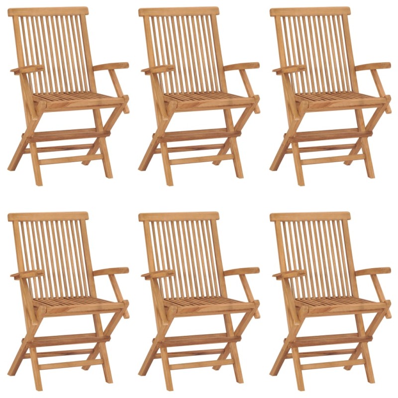 vidaXL Sillas de jardín plegables 6 unidades madera maciza de teca vidaXL Sillas de jardín plegables 6 unidades madera maciza de teca