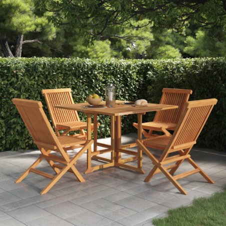 vidaXL Set de comedor de jardín plegable 5 pzas madera maciza de teca