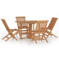 vidaXL Set de comedor de jardín plegable 5 pzas madera maciza de teca vidaXL Set de comedor de jardín plegable 5 pzas madera maciza de teca