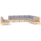 vidaXL Juego de muebles de jardín 9 pzas y cojines madera maciza pino vidaXL Juego de muebles de jardín 9 pzas y cojines madera maciza pino