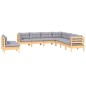 vidaXL Juego de muebles de jardín 9 pzas y cojines madera maciza pino vidaXL Juego de muebles de jardín 9 pzas y cojines madera maciza pino