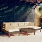 vidaXL Muebles de jardín 7 pzas y cojines madera de pino marrón miel