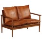 vidaXL Set de sofás 3 pzas cuero auténtico madera maciza acacia marrón vidaXL Set de sofás 3 pzas cuero auténtico madera maciza acacia marrón