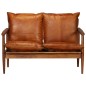 vidaXL Set de sofás 3 pzas cuero auténtico madera maciza acacia marrón vidaXL Set de sofás 3 pzas cuero auténtico madera maciza acacia marrón