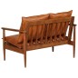 vidaXL Set de sofás 3 pzas cuero auténtico madera maciza acacia marrón vidaXL Set de sofás 3 pzas cuero auténtico madera maciza acacia marrón