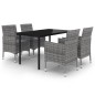 vidaXL Set comedor de jardín 5 pzas y cojines ratán sintético y vidrio vidaXL Set comedor de jardín 5 pzas y cojines ratán sintético y vidrio