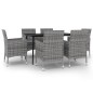 vidaXL Set comedor de jardín 7 pzas y cojines ratán sintético y vidrio vidaXL Set comedor de jardín 7 pzas y cojines ratán sintético y vidrio