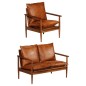 vidaXL Set sofás 2 pzas marrón cuero auténtico y madera de acacia vidaXL Set sofás 2 pzas marrón cuero auténtico y madera de acacia