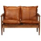 vidaXL Set sofás 2 pzas marrón cuero auténtico y madera de acacia vidaXL Set sofás 2 pzas marrón cuero auténtico y madera de acacia
