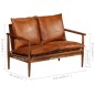 vidaXL Set sofás 2 pzas marrón cuero auténtico y madera de acacia vidaXL Set sofás 2 pzas marrón cuero auténtico y madera de acacia