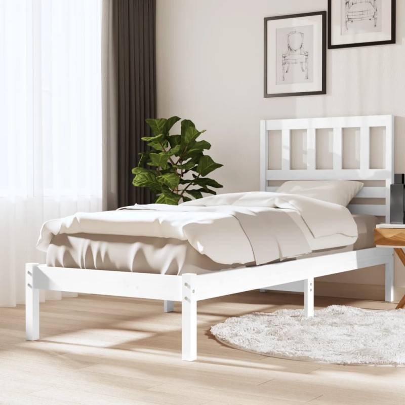 vidaXL Estructura cama individual madera maciza pino blanco 90x190 cm vidaXL Estructura cama individual madera maciza pino blanco 90x190 cm