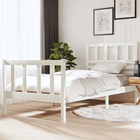vidaXL Estructura de cama individual de madera maciza blanco 90x190 cm