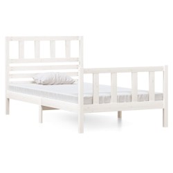 vidaXL Estructura de cama individual de madera maciza blanco 90x190 cm