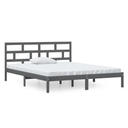 vidaXL Estructura cama doble pequeña madera maciza gris 120x190 cm