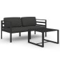 vidaXL Set muebles de jardín 3 pzas y cojines aluminio gris antracita vidaXL Set muebles de jardín 3 pzas y cojines aluminio gris antracita